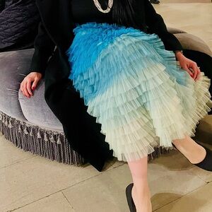 Elegant Blue ombre Layered Skirt